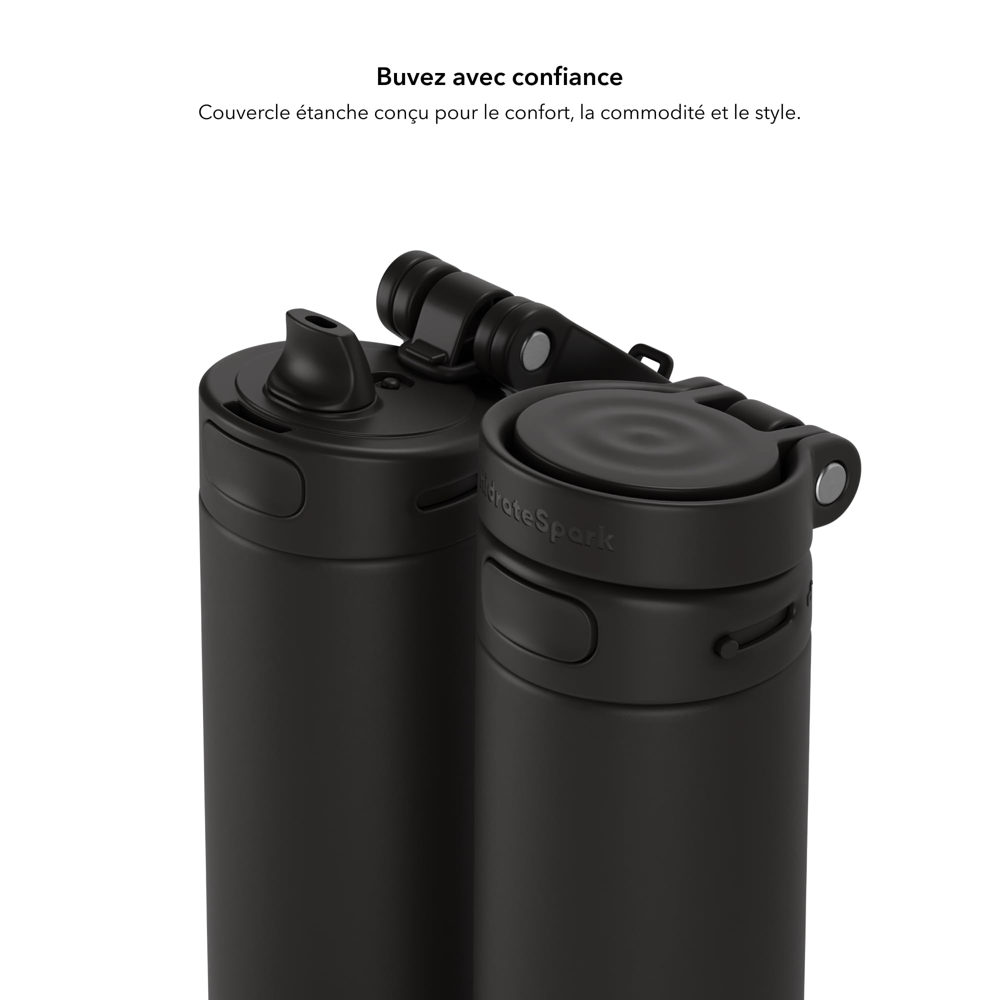 Hidrate Spark PRO 2 – Bouteille D’Hydratation Intelligente avec Rappels & Suivi D’Eau, 621 ml Acier Inoxydable – Se Synchronise avec Apple Health, Fitbit, Bagues & Montres Connectées – Paille Noir