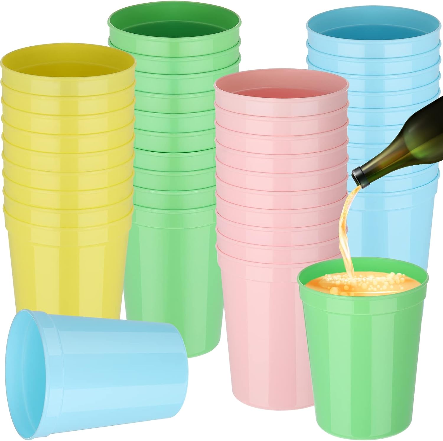 Tessco 120 Pcs Plastic Tumblers Bulk 16 oz Plastic Stadium