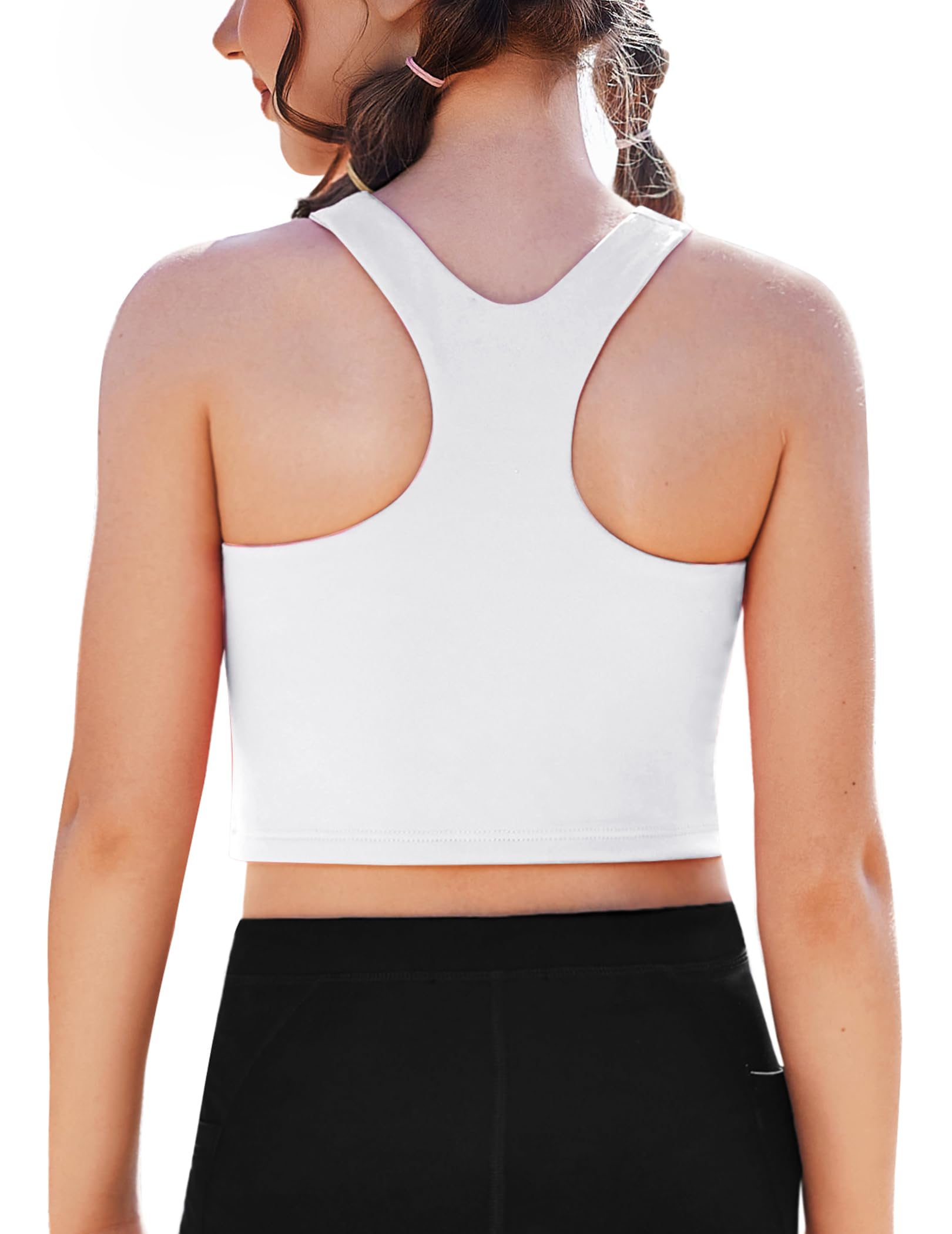 Zaclotre Girls Tank Tops Double Lined Racerback Crop Tops Athletic Shirts