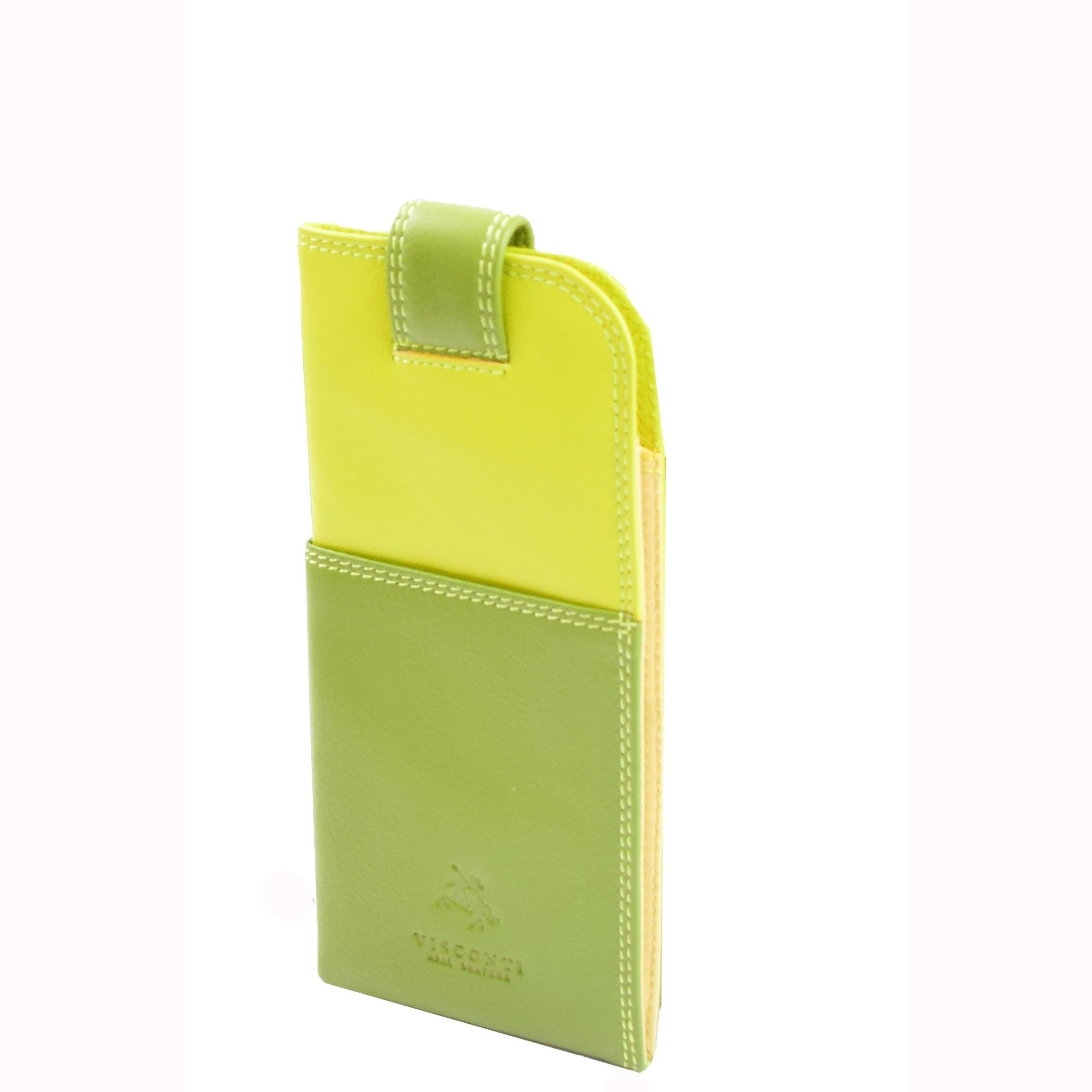 DR658 Stylowe etui na okulary z prawdziwej skóry Limonka Multi, Limonka Multi, S