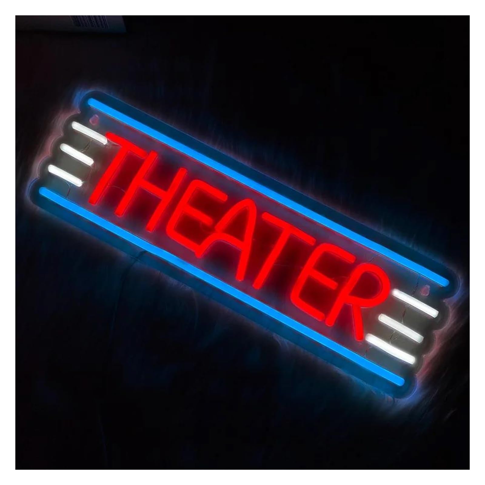 Luz de Diseño de Digital Letrero De Neón Theater Lámpara De Pared Para Cine, Decoración De Pared Para Dormitorio, Arte Cinematográfico, Alimentación USB, 42cmx13.5cm