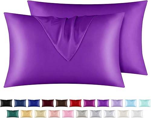 Yourose - Funda de almohada de satén para cabello y piel, 2 unidades de fundas de almohada sedosas de tamaño estándar con cierre envolvente (aqua,