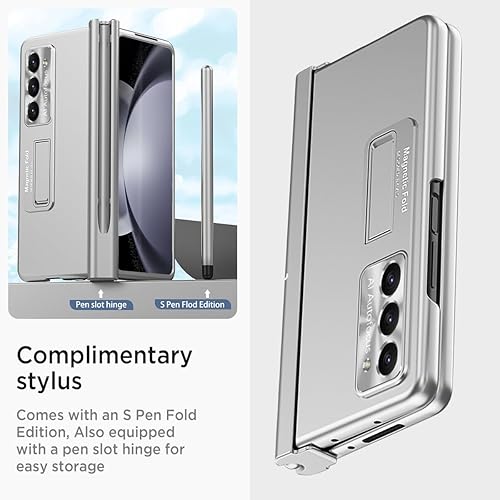 Miniatura 4 de Miimall Funda para Samsung Galaxy Z Fold 5 con S Pen, Fold 5 Pen con soporte para bolígrafo + película de lente + película protectora de pantalla