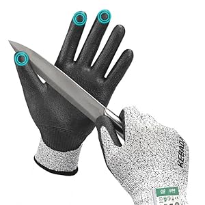 Kebada Cut Resistant Gloves, ANSI A2 Cutting Glove, PU Coated, Touchscreen, Multi-Purpose Model C2, 1 Pair, X-Large
