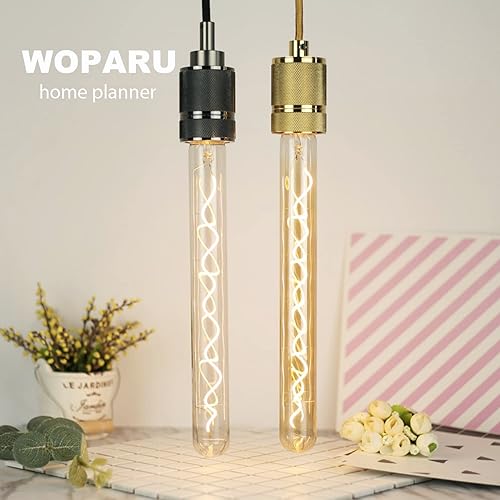 Miniatura 7 de Bombilla de filamento Edison, tubo de ensayo largo en espiral, estilo vintage, T10T32 mediana (E26), base estándar E27, 4 W, 2200 K, regulable,