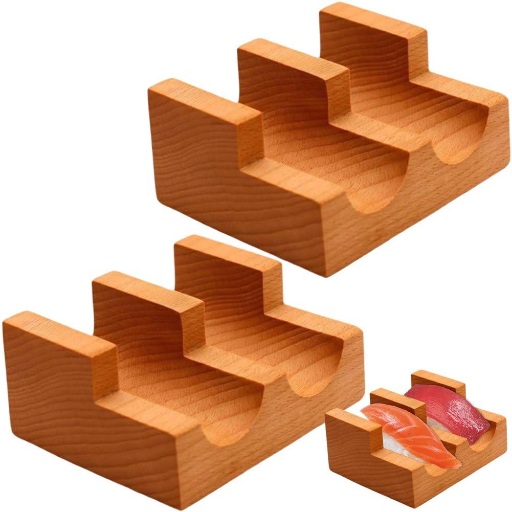 Support à sushis en bois anti-encombrement pour assiette de présentation de fête