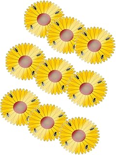 9 x Fly Trap Window Stickers | Sticky Sunflower Insect Bug Flies Killer Catchers | Natural Attractant Sticky Glue Traps | Sticky Glue Fly Bugs Moths Spider Wasp Killer 9 Pack