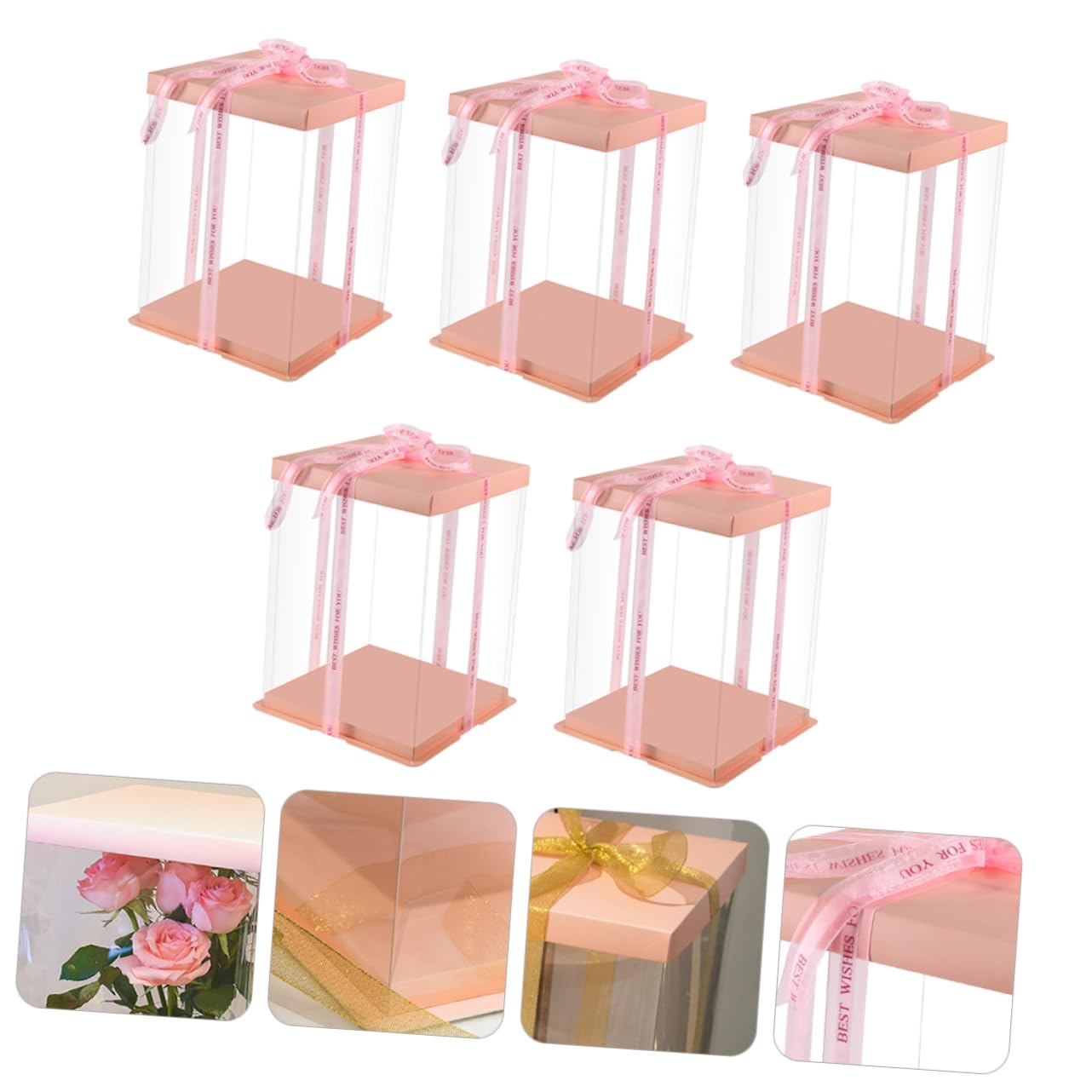 BRIGHTFUFU 5pcs Transparent Cake Carrier Box Storage Container for Cake Pastry Dessert Reusable Easy to Clean for Birthdays Holidays Special Occasions