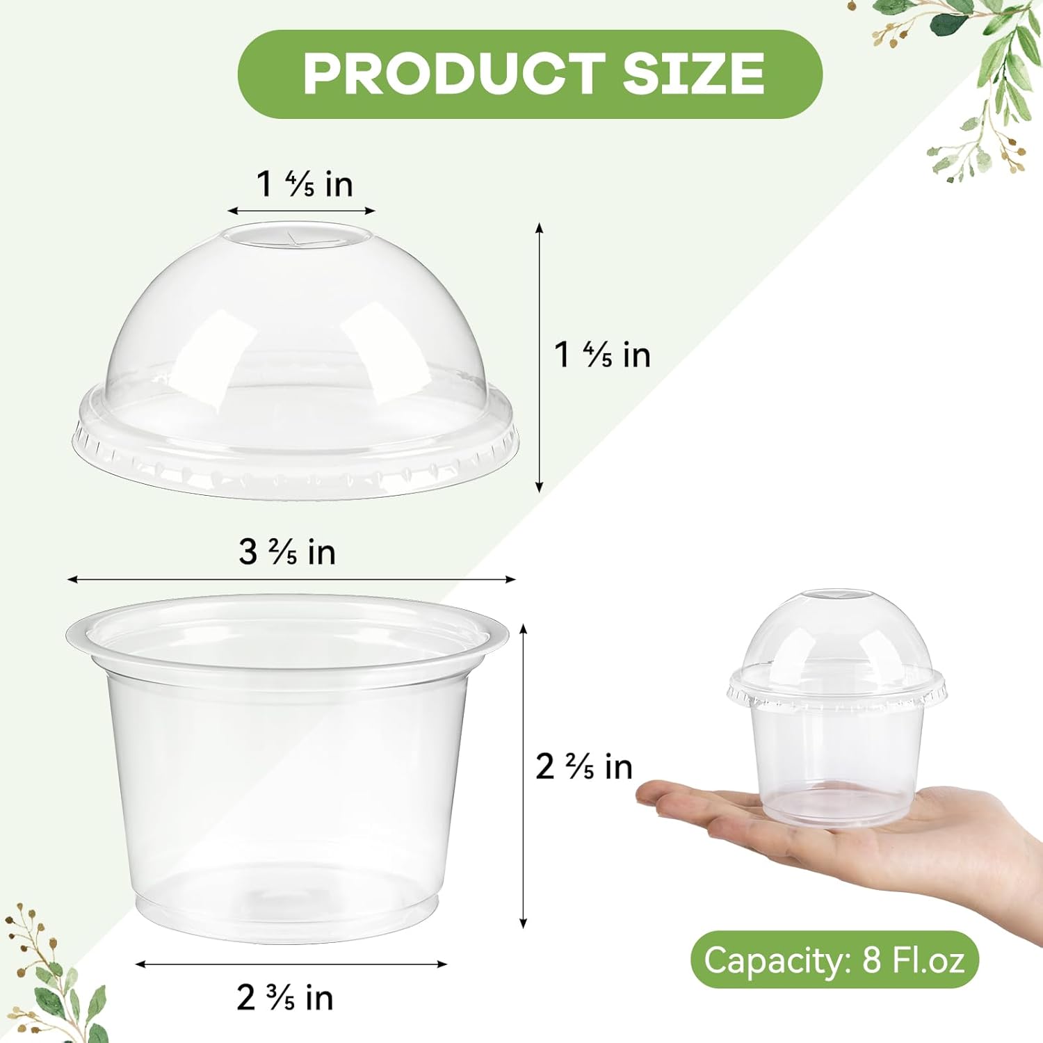 Plastic Dert Cups with Dome Lids, Clear Disposable Yogurt