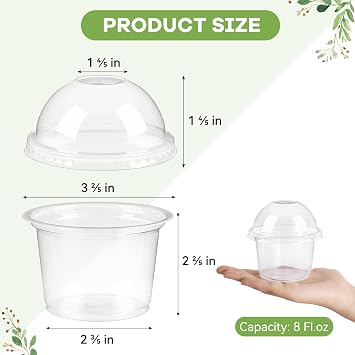 TOFLEN 25 Pack 8 oz Plastic Dessert Cups with Dome Lids, Clear Disposable Yogurt Parfait Cups with Lids, Individual Party Serving Snack Cups for Fruit Dessert Cake Pudding