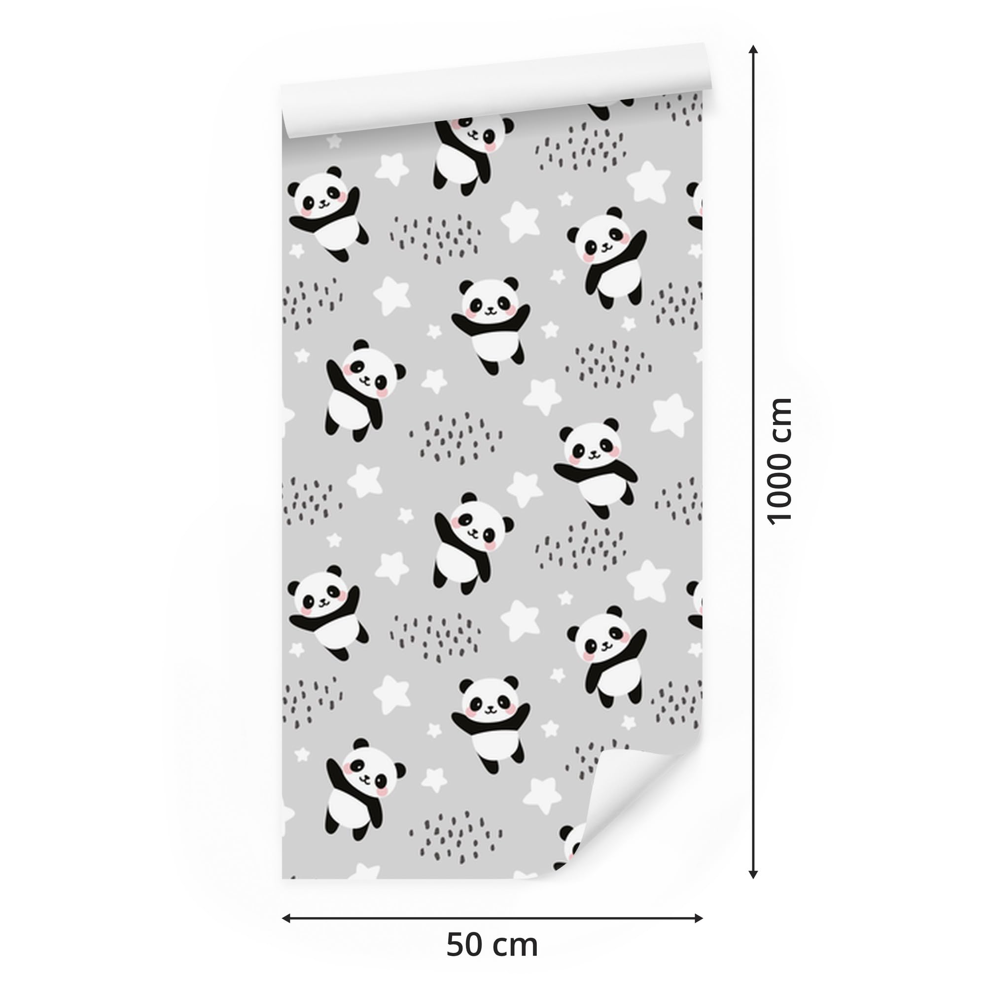 Vliestapete Pandas zwischen den Sternen 50 x 1000 cm | Ausdrucksstarke Bildgestaltung; Charaktervoller Raumschmuck; Harmonische Akzentfläche; Kleister im Set