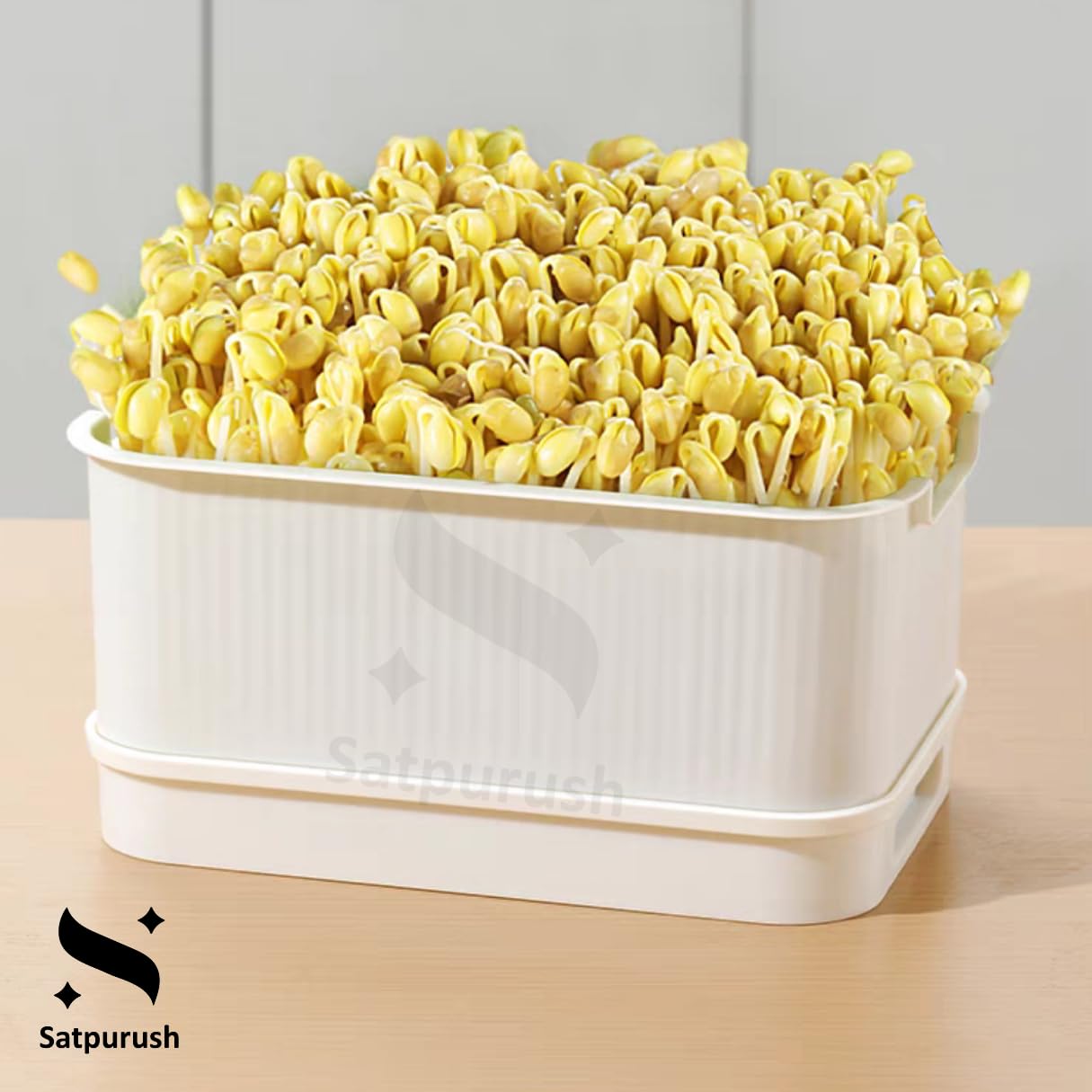 Satpurush Sprout Maker β Three-Layer Sprout Growing Kit (White), Durable Box for Microgreens, Hydroponic and Healthy Seed Cultivation. 4