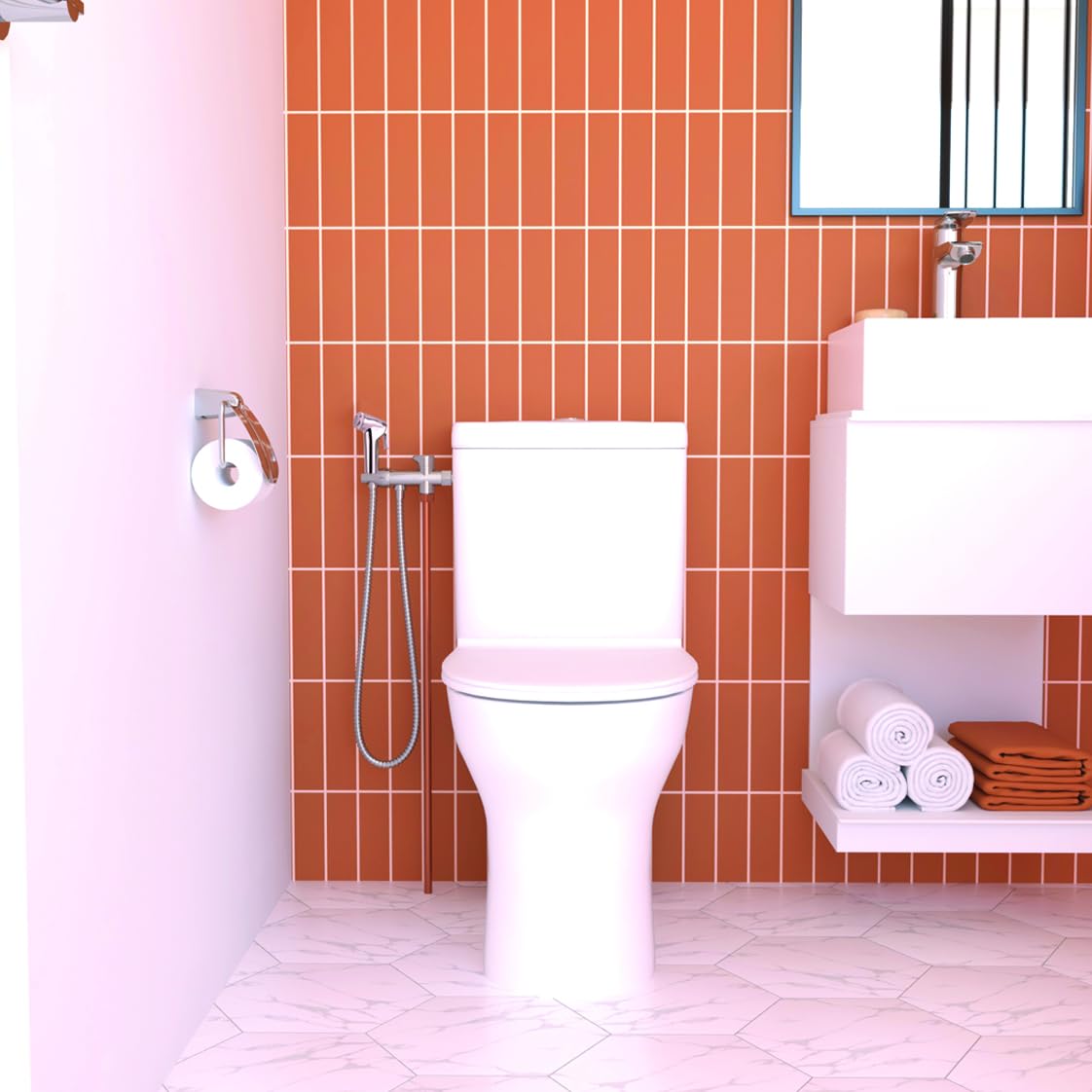 Valentin - Kit Complet hygiène WC avec douchette Jet Pluie à gachette, Flexible métal chromé - VALKI91170000000