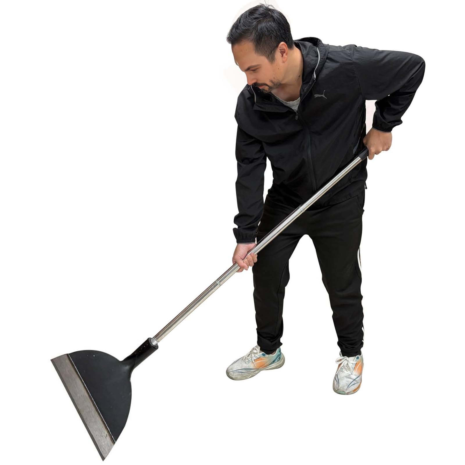 Pala de nieve, raspador de hielo, herramienta de extracción de raspador de suelo, pala plana, herramientas de hormigón, mango largo para calzada, camino, jardín, limpieza de césped, resistente