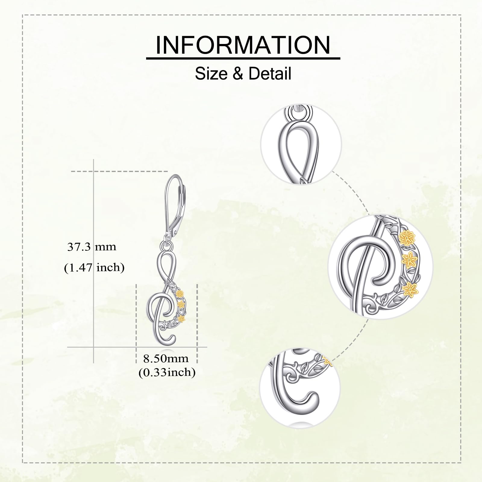 CUPERDA - Orecchini con note musicali, in argento Sterling 925, con note musicali, girasoli, orecchini a disco per donne, insegnanti, musicisti, amanti della danza