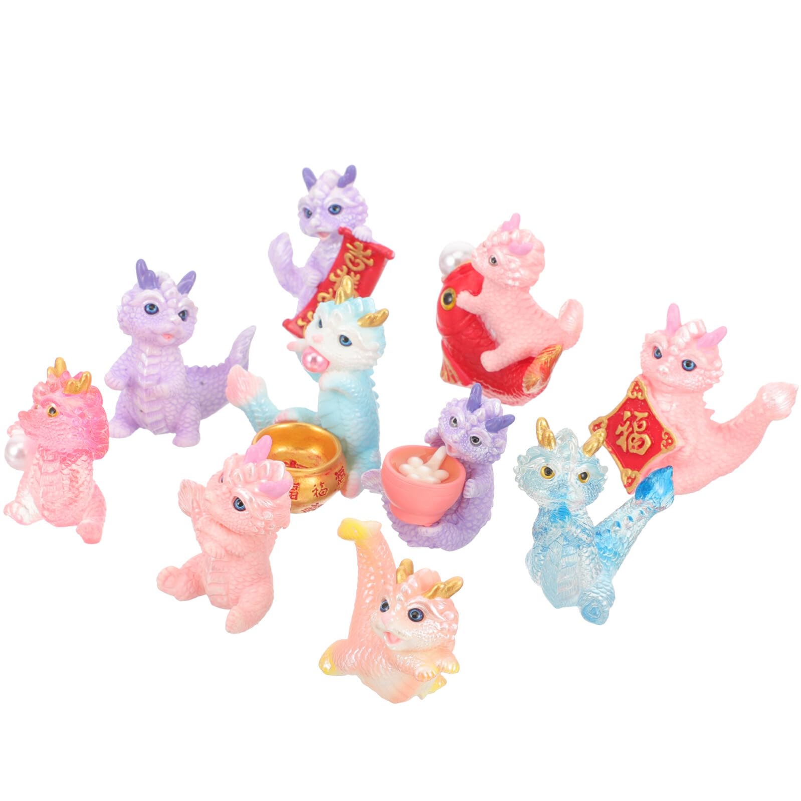 MAGICLULU 10pcs Resin Dragon Figurines Mini Dragon Decorations for Garden and Car Micro L…