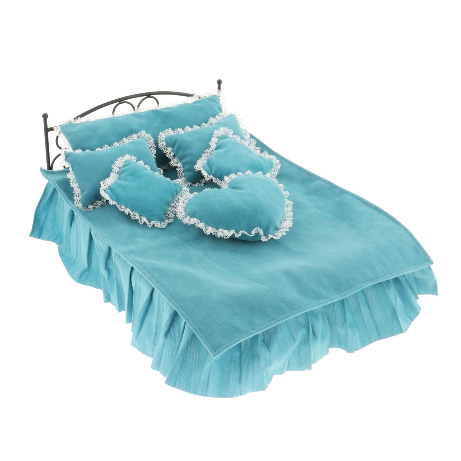 Fancyes Retro 1/6 Scale Wrought Iron Bed with Mattress Sheet for Accessory Ornaments