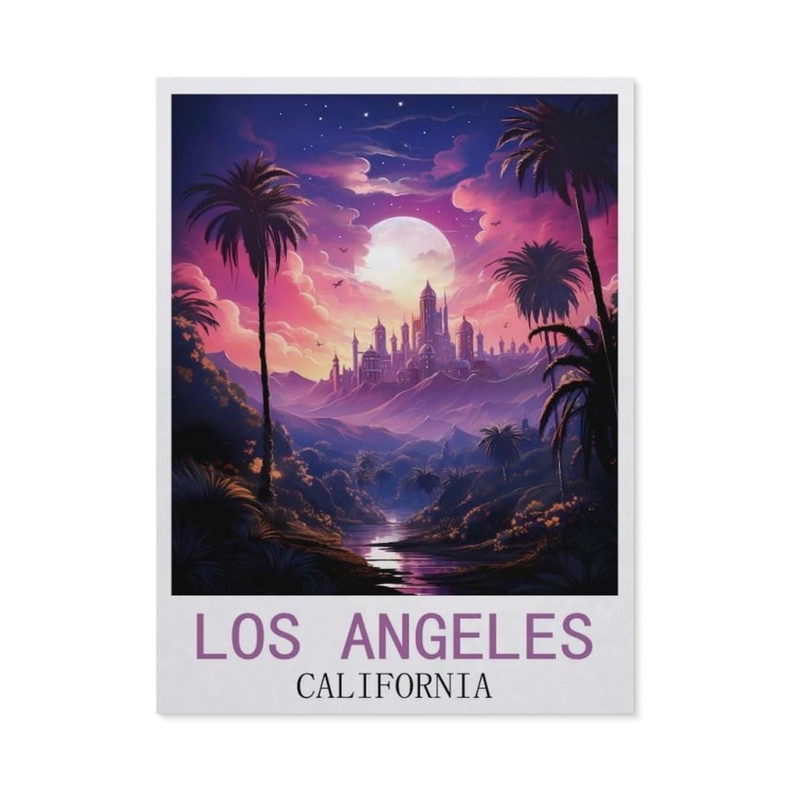 BEAYODKP DIY Diamond Painting，Los Angeles California Vintage Travel Posters，Cross Stitch Full Drill 5D Embroidery Mosaic Wall Decor Art（50 x 60 cm/19.68 x 23.62 inches）-BY75