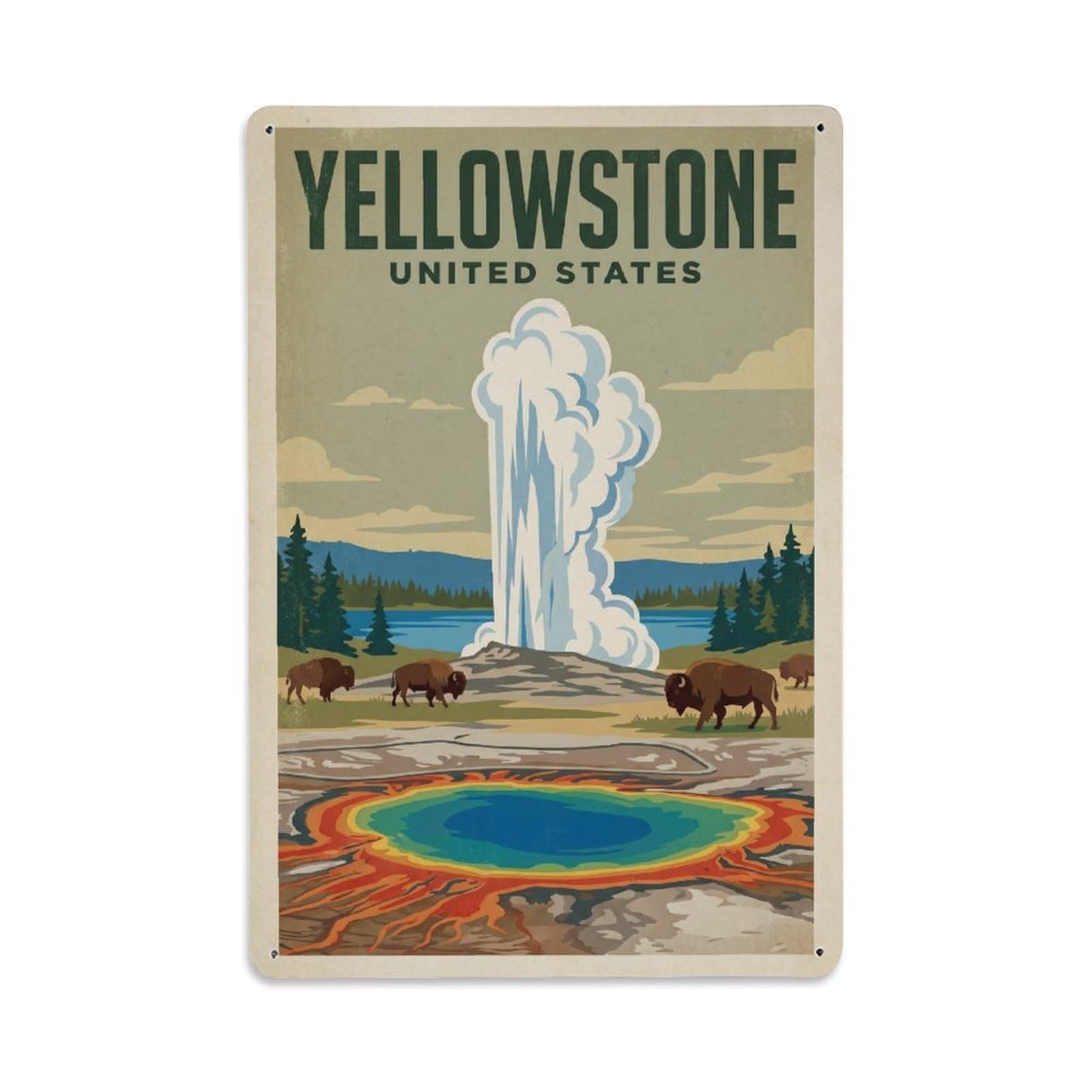 Retro USA Yellowstone Travel Metal Tin Sign