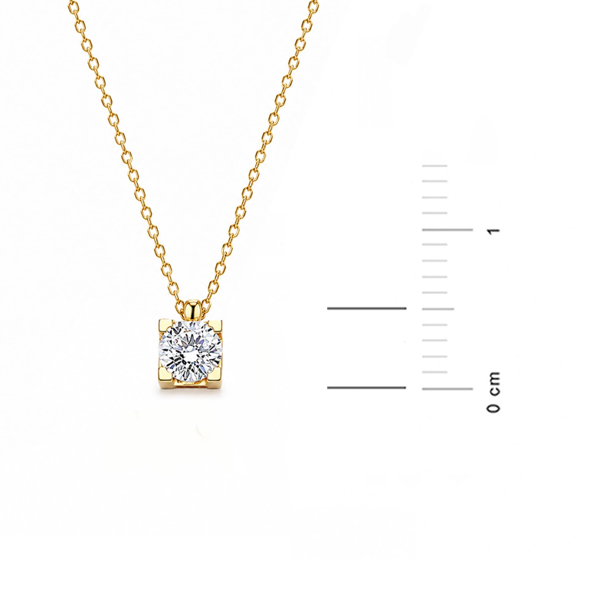Sakrami Collana in Oro 9KT con Punto Luce e Zircone – Gioiello Elegante per Donna, Ragazza – Idea Regalo per Compleanno, Anniversario, Comunione, Cresima, San Valentino, Natale.