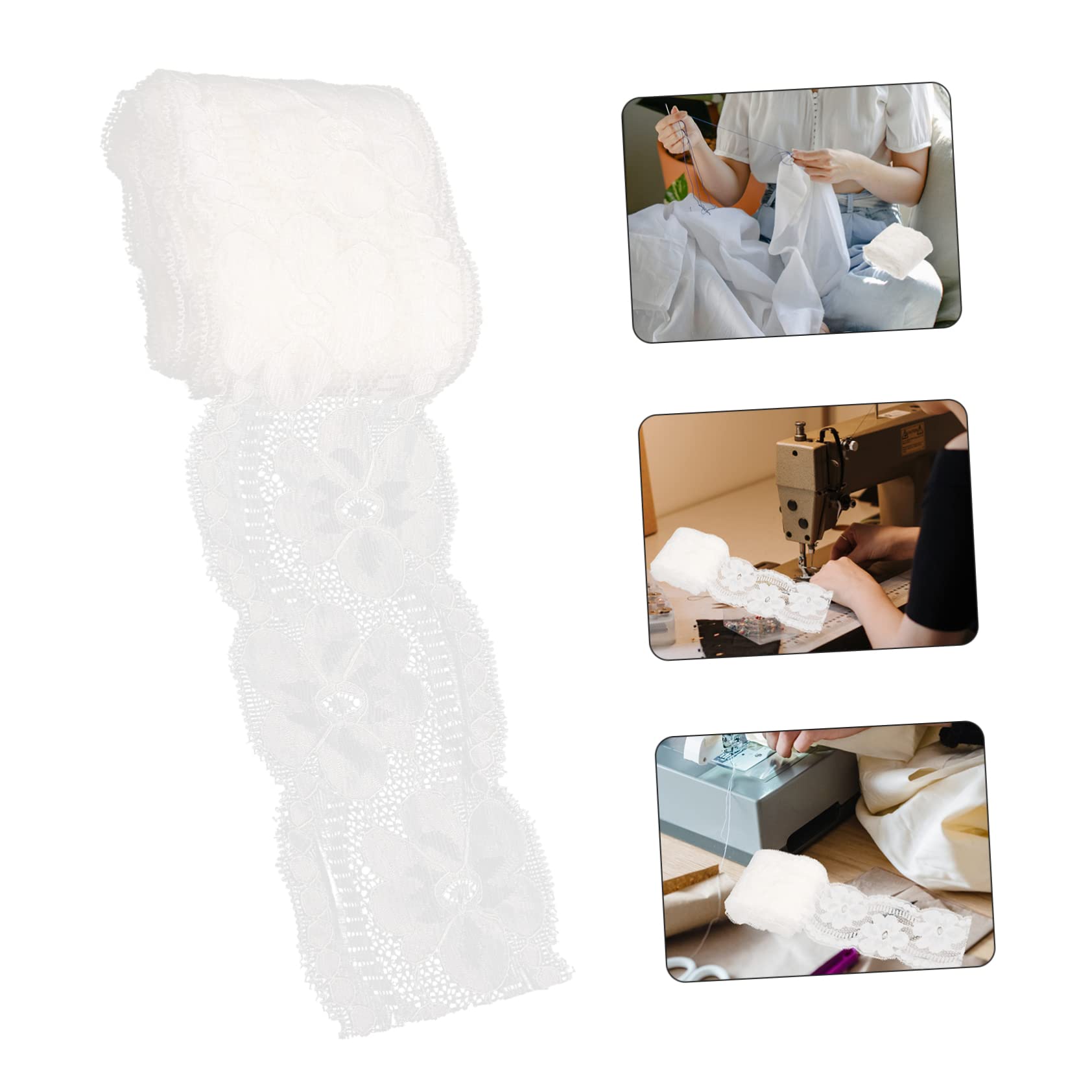 EXCEART 4piezas Lazo De Encaje Elástico Para Manualidades y Ropa Adorno De Costura Para Vestidos Decoración De