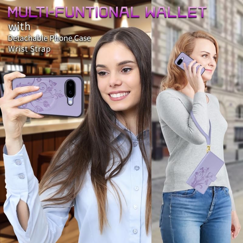 Étui portefeuille Google Pixel 10A compatible MagSafe avec blocage RFID violet