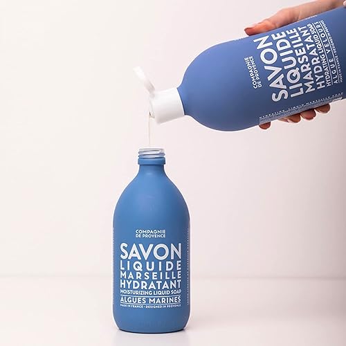 Miniatura 2 de Compagnie de Provence Savon de Marseille - Jabón líquido extra puro, algas marinas, botella de vidrio de 16.7 onzas líquidas y repuesto de botella