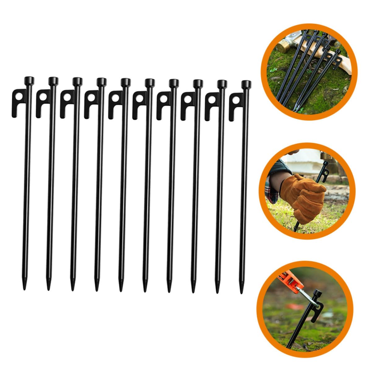 Hemobllo 10 Piezas Clavos Prueba De Viento Fijaciones De Carpas Estacas De Metal Estacas para Carpas Artículos para Acampar para Camping Exteriores