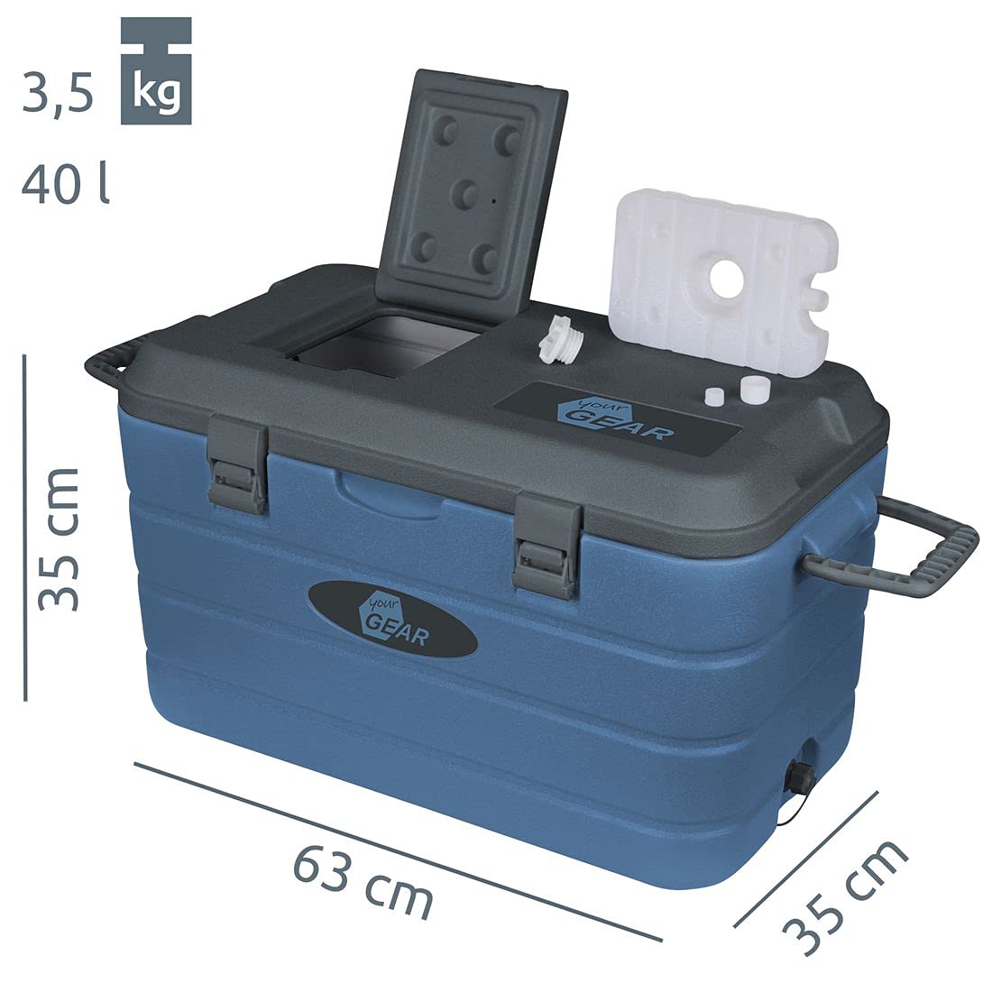 your GEAR Coolah Kühlbox - 4 Größen - 10, 30, 40, 60 Liter - passiver Kühlbehälter, 47 Std. Kühlleistung, Kühltasche, Eisbox, Isolierbox warm & kalt, Camping Picknick, Festival