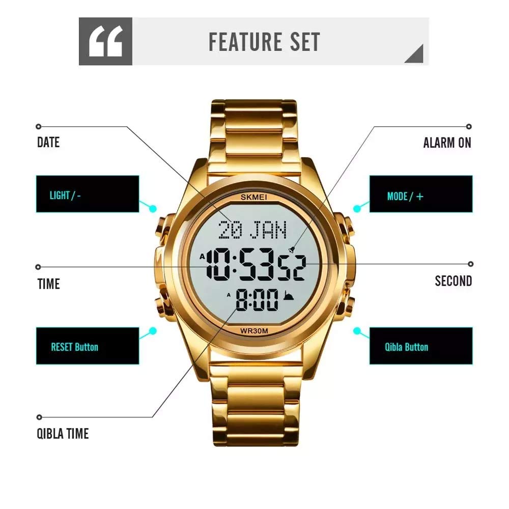 MASTOP Orologio da uomo, alla moda, digitale, sportivo, multifunzione, in acciaio inox, impermeabile, stile militare