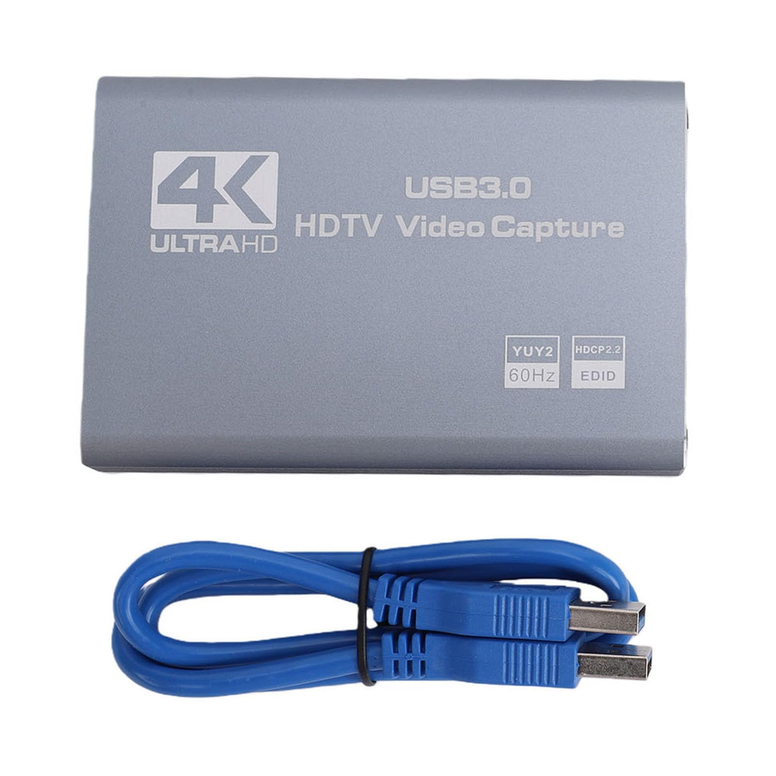 Tarjeta de Captura HDMI 4K para Streaming, 1080P 60FPS USB 3.0, Dispositivo de Captura de Vídeo HDMI, Latencia Cero para Streaming, Grabación, Juegos, Plug and Play
