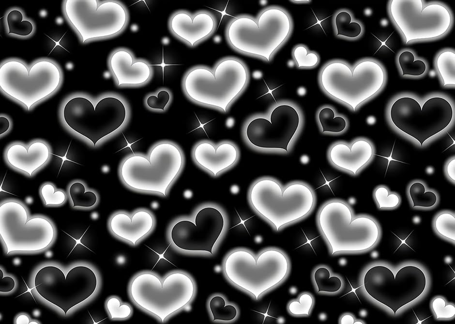 LTLYH 7×5ft Black Heart Photo Backdrop Early 2000s Party Decorations Old School Backdrops Valentine's Day Glitter Heart 16th 18th 30th Women Men 90s