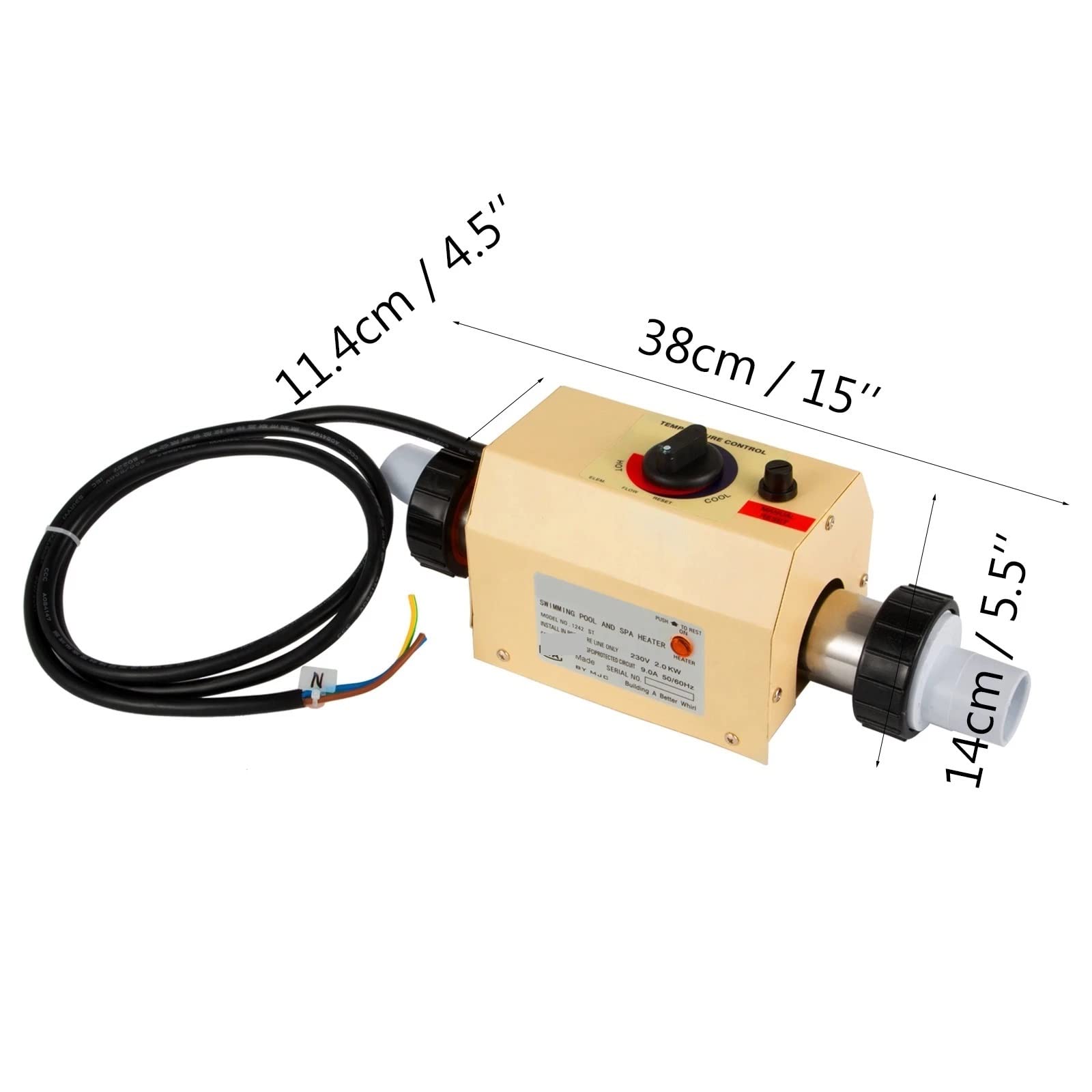 Calentador de Piscina 2kw SPA Bomba de Calentador de Agua eléctrica 48 mm 50 mm Equipo de Piscina Termostato de Calentador de Agua