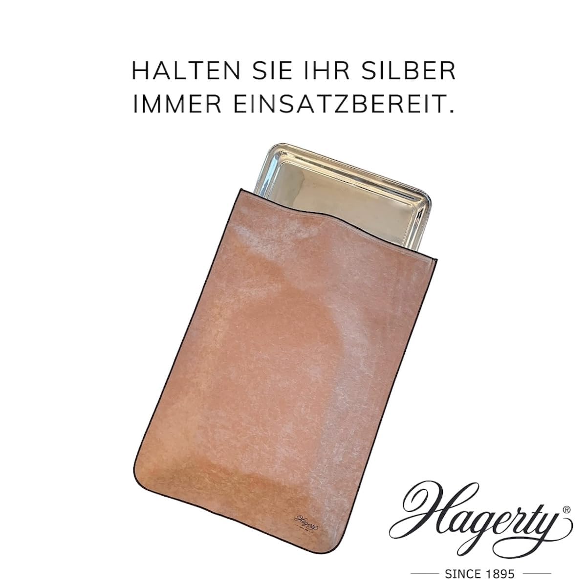 Hagerty Silver Guard Holloware Bag Tasche für Silber & Versilbertes 45x65 cm, Praktische Silber-Aufbewahrung Tasche mit Anlaufschutz, Imprägnierte Samt Schutzhülle für Teller Tablett usw