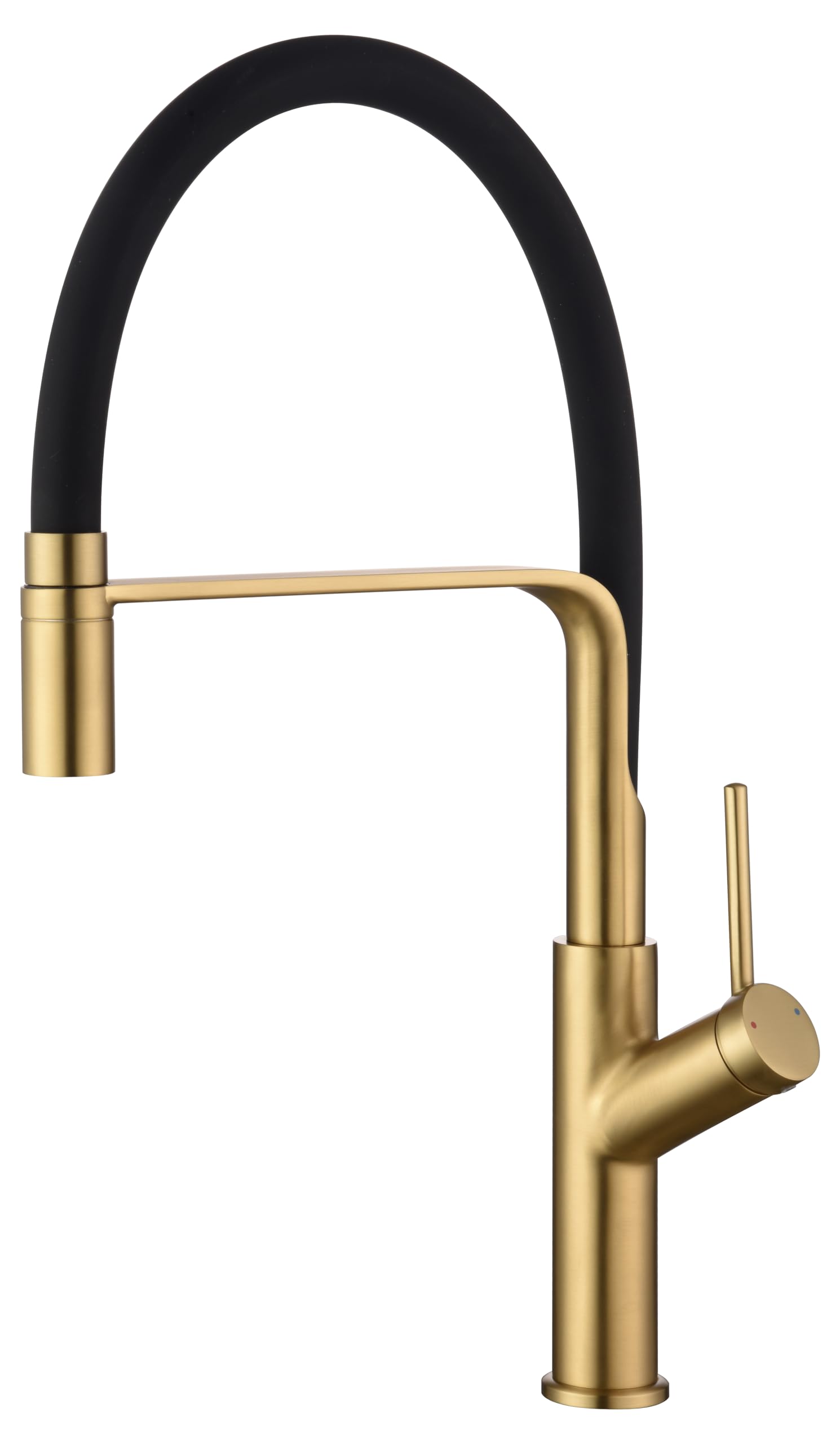 IMEX - Grifo Cocina Dorado Extraíble | Grifo Monomando Fregadero | Griferia Cocina con Ducha Flexible 360º | Grifería en Latón | Serie Sena | Color Oro Cepillado