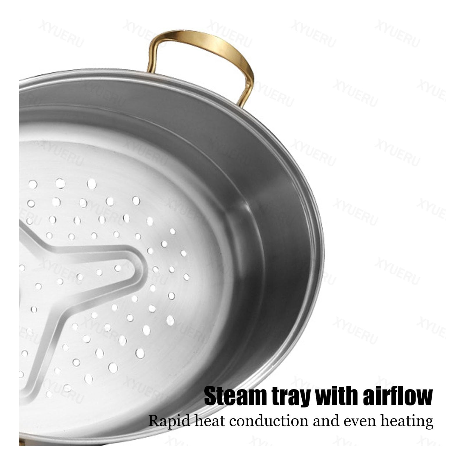 Pentola per pesce a vapore, in acciaio inox, a 2 livelli, design ovale per cuocere a vapore frutti di mare, include una teglia per gamberetti e granchi