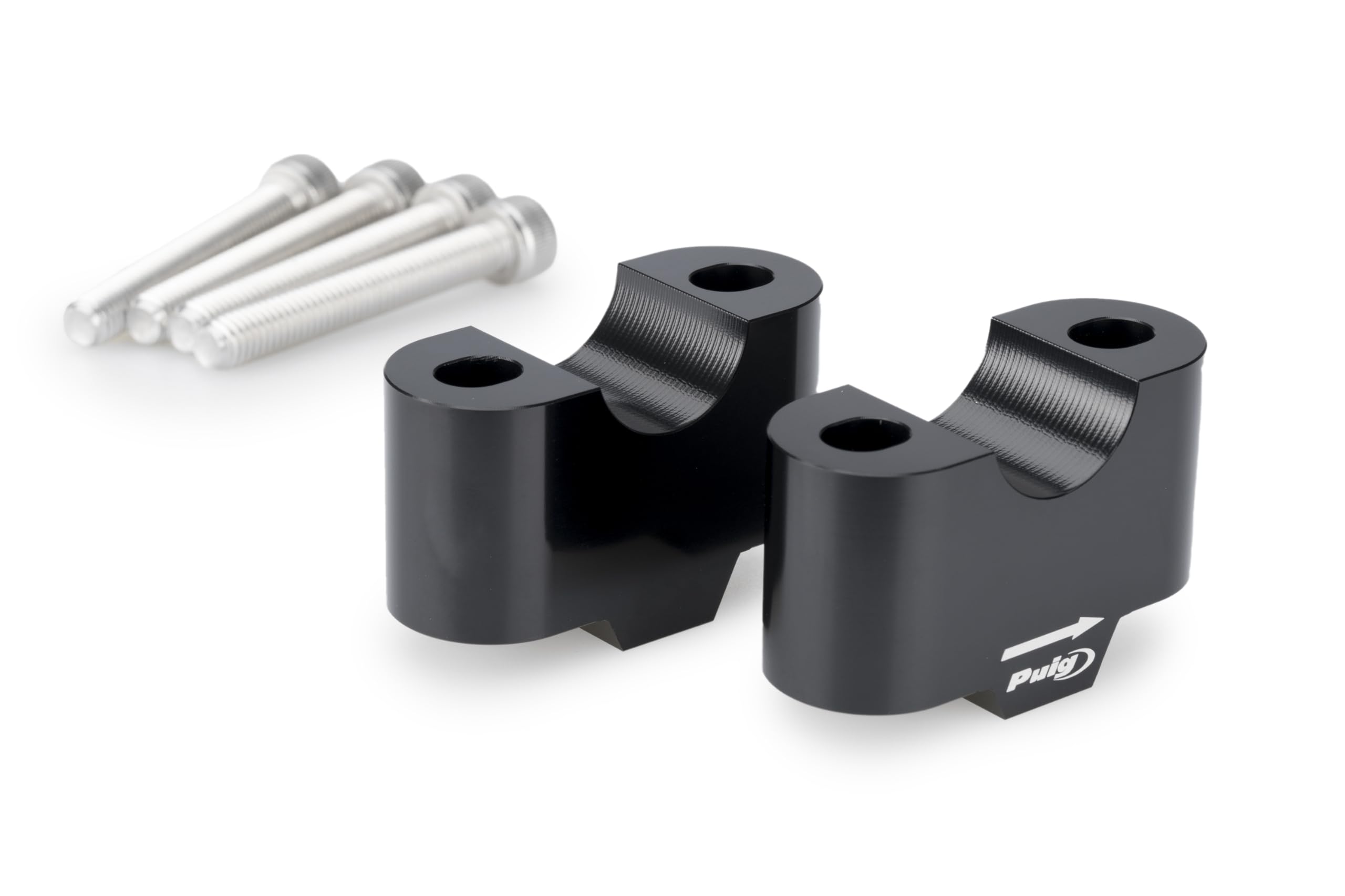 Puig 21810N Risers; accessory to raise the handlebar; improves riding position; Hi-Tech Parts design in anodized aluminum; compatible with various handlebar diameters, Black