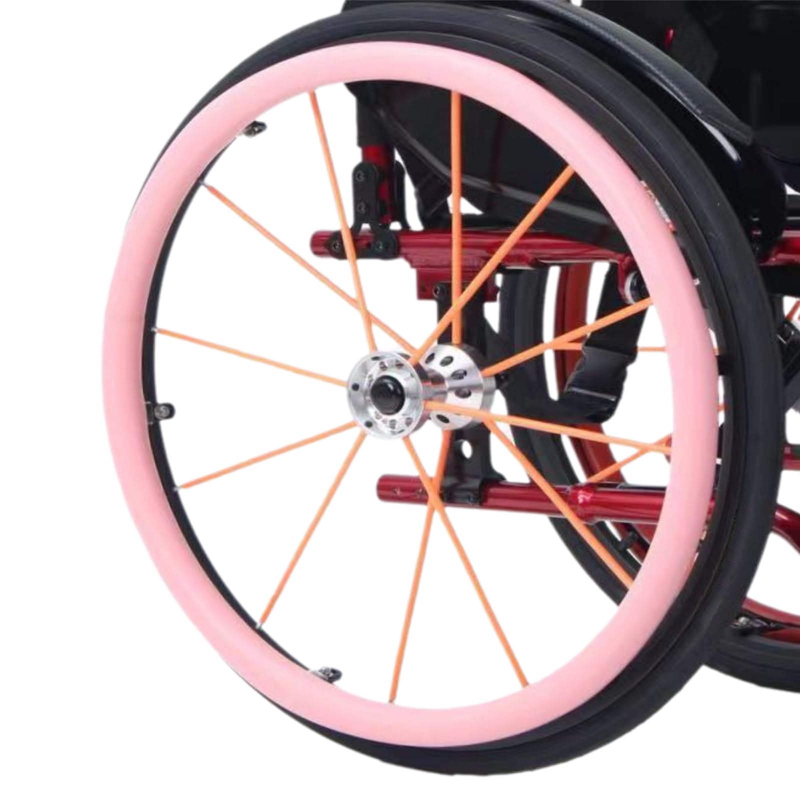 Cammeciso Pink 1 Pair Wheelchair Push Rim Covers,Hand Push Cover,Rear Wheel Sports Wheelchair Cover,Silicone Wheel Chair Pushs Rings,Wheelchairs Wheels Rim Covers,Non-Slip,Improve Traction