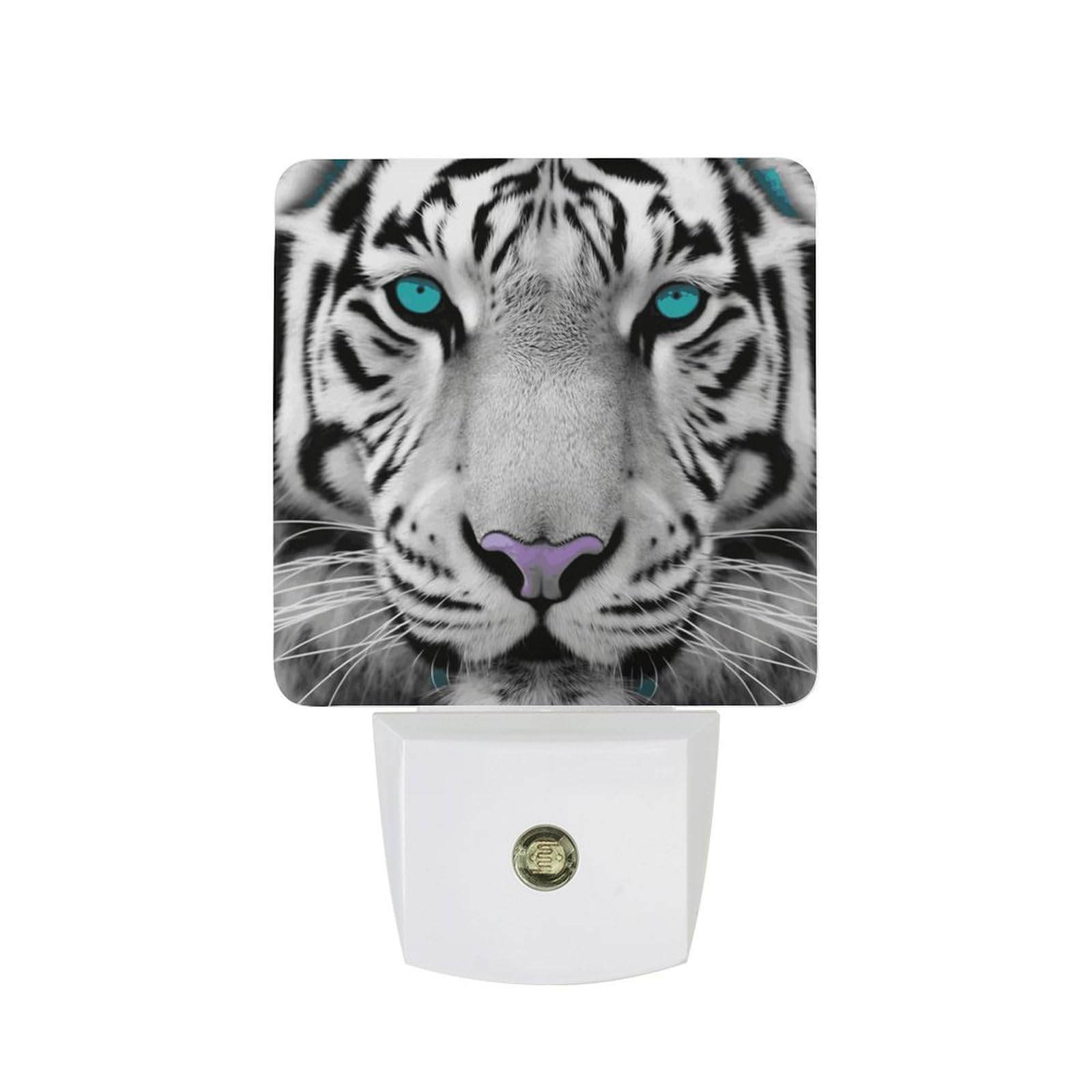LDGSUPH - LED tiger night light with teal eyes with 0.5W smart night light sensor, plug-in night light, dusk to dawn sensor, small saving lights