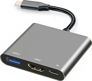 USB C to HDMI Multiport Adapter with Charging Port, HDMI to USB C Hub Adapter for Monitor to Laptop, USB-C to USB 3.0 Adapter 10Gbps, USBC HDMI Adapter 4K Converter for Mac iPad pro MacBook Chromebook