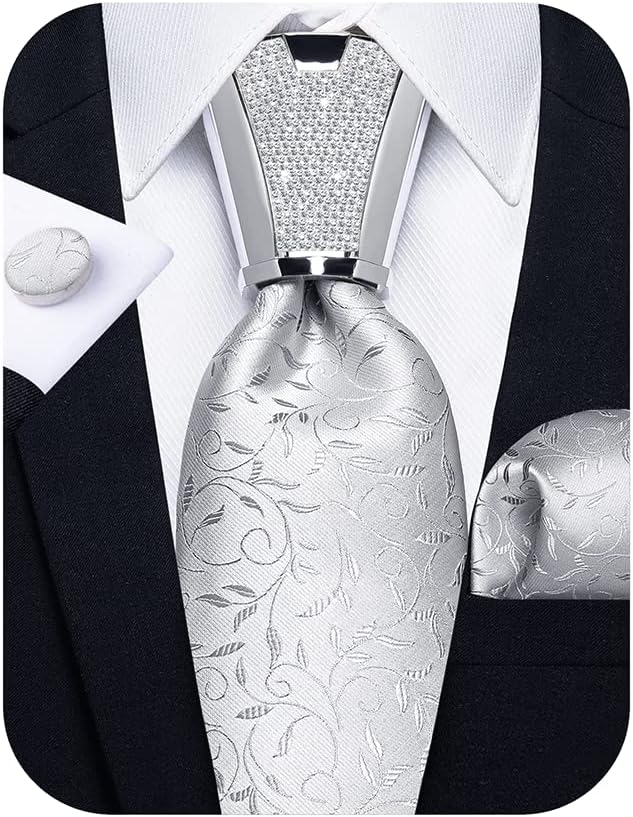 DiBanGu 4PCS Ties for Men Wedding Jacquard Woven Mens Silk Tie and Pocket Square Set Tie Accessories for Men Necktie