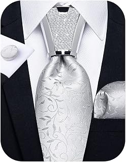 4PCS Ties for Men Wedding Jacquard Woven Mens Silk Tie and Pocket Square Set Tie Accessories for Men Necktie