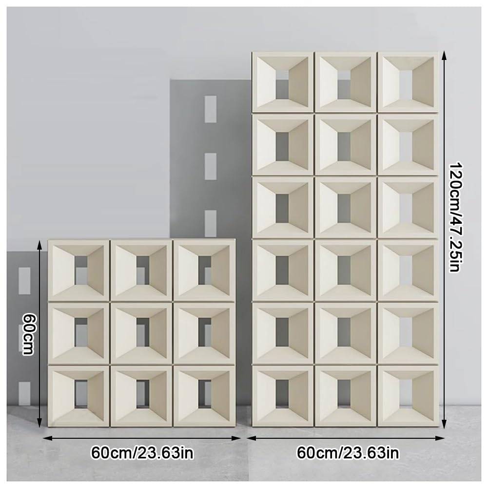 Panel de pared de PU de doble cara, mampara 3D DIY, divisor de pared con ladrillos huecos, separadores de habitación, fondo artístico, decoración de pared, 1 pieza, 6 cm de grosor.(Grey,60X120CM)