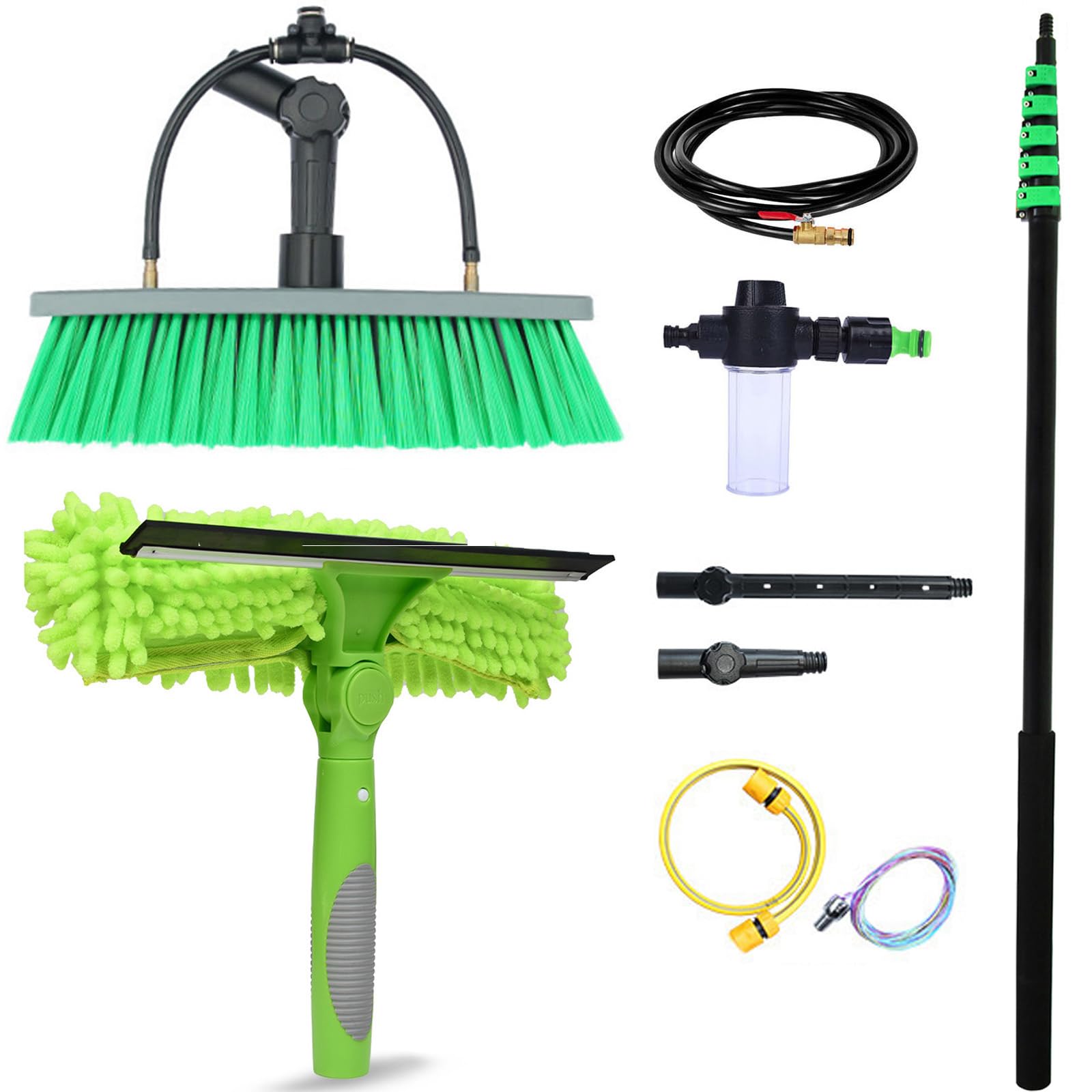 Kit Pulizia Pannelli Fotovoltaici | Estensibile 6 Metri | Spazzola per Lavaggio Tapparelle Vetrate Camper Barca Pannelli Solari | Idrospazzola con Dispenser di Sapone Integrato