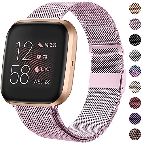 HAPAW Bands Compatible with Fitbit Versa/Versa 2, Women Men Metal Stainless Steel Replacement