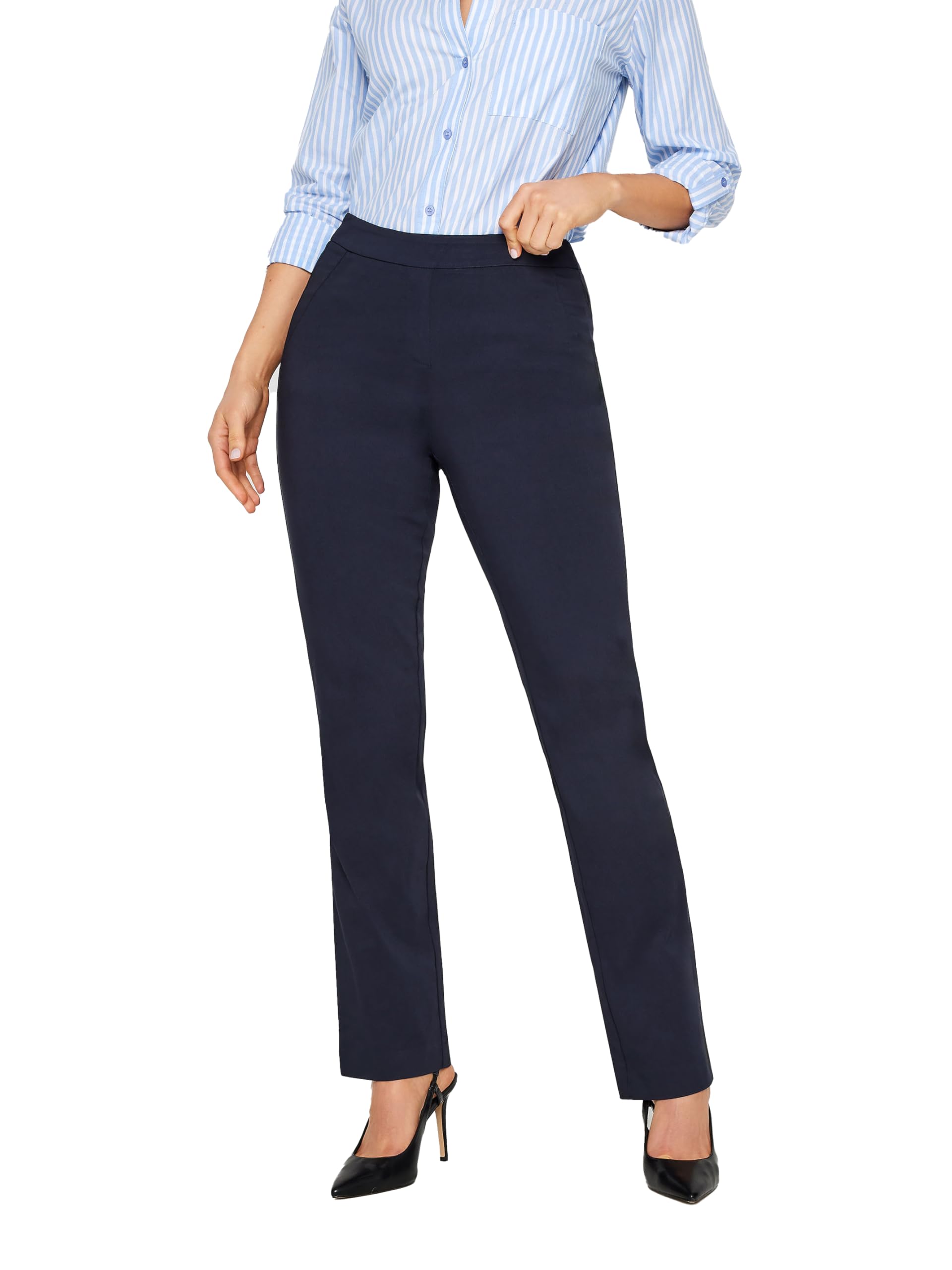 Long Tall Sally - LTS Tall Navy Stretch Straight Leg Trousers - Women's