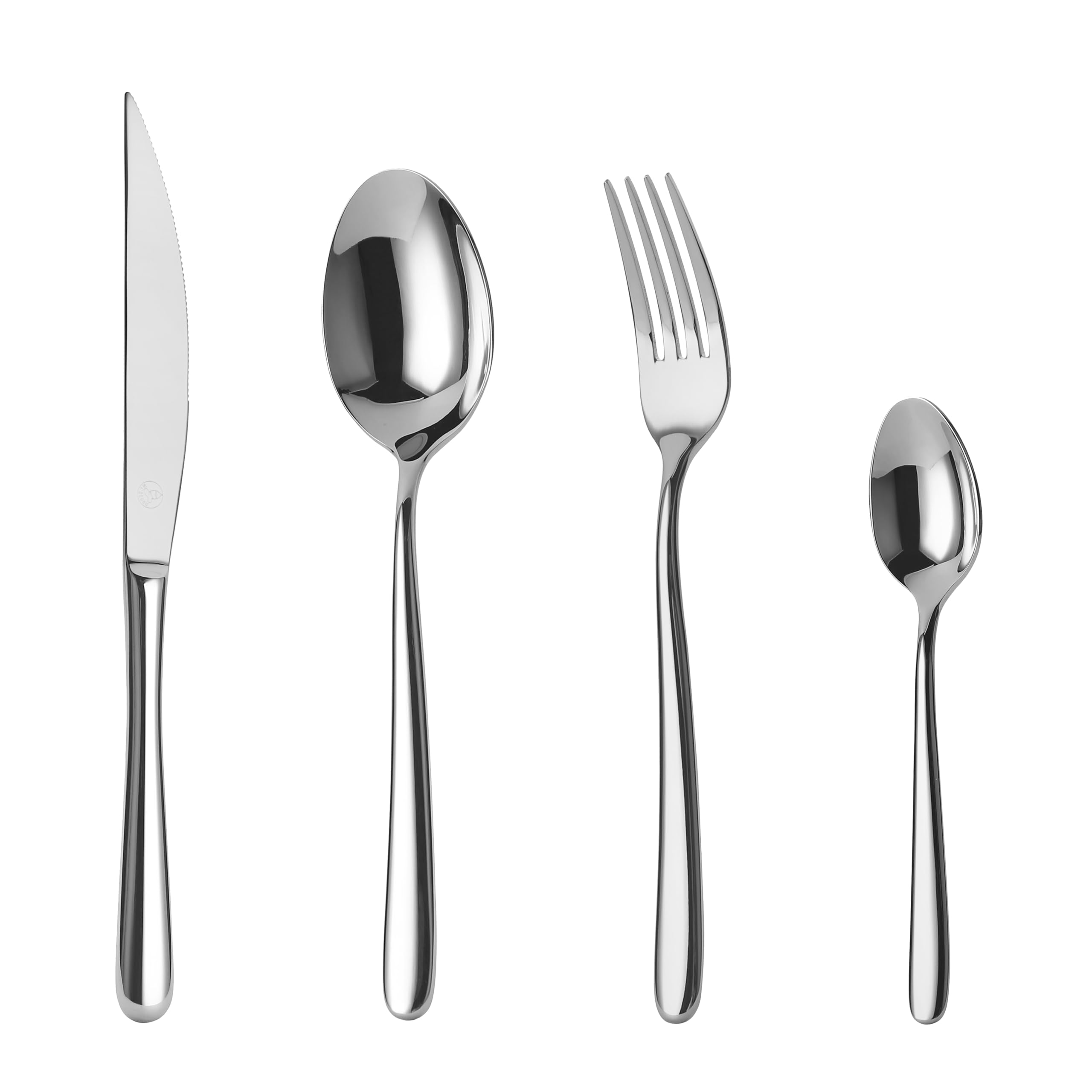 Mr.Spoon Serie Estrella Juego de 24 Piezas cubiertos,18/10 Acero Inoxidable,Plateado,Servir para 6 Personas Cuberterías,Ideas Regalo,Incluye Cuchillo/Tenedor/Cuchara.Para Casa, Hotel, Restaurante
