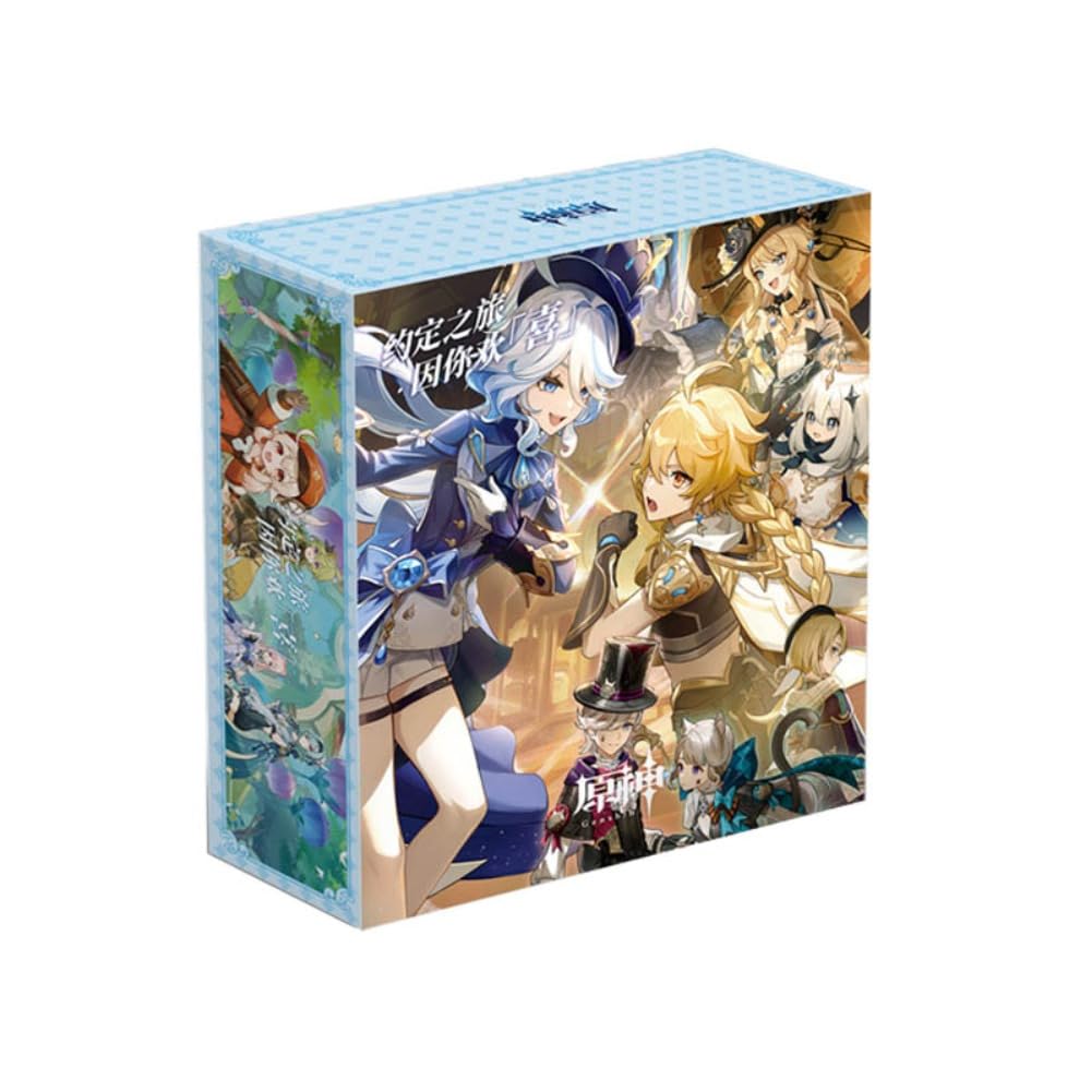 MayDee Genshin Game Collector Gift Box DIY Character Stand Anime Lucky Pack, Genshin Badge Postcards Poster Bookmark for Fan Collectibles