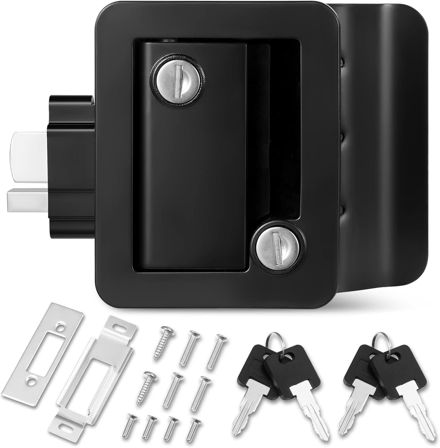 RV Travel Trailer Entry Door Lock with Paddle Deadbolt, Polar Black