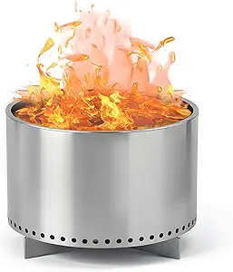Garvee 20.5'' Smokeless Fire Pit with Air Switch, 360° Heating, Ash Pan IncludedPortable Stainless Steel Outdoor Firepit for Camping,Patio & Picnic